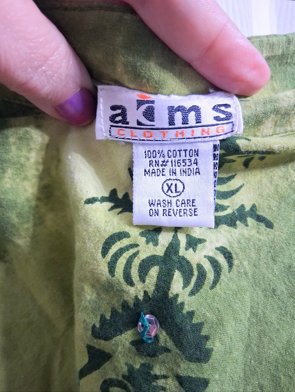 ACMS Circle Skirt Green Cotton Boho Sequins India - Picture 5 of 10